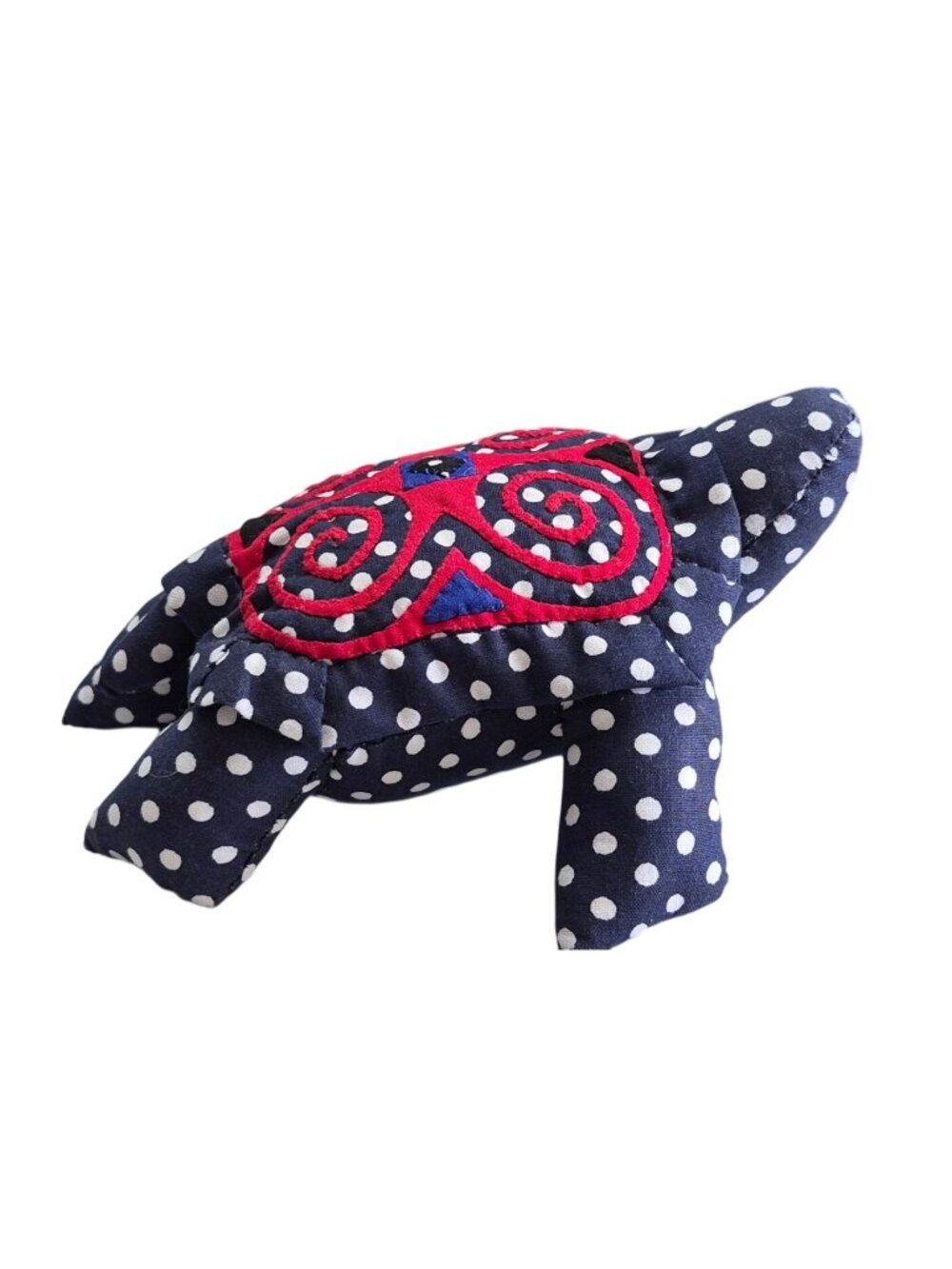 Hand Stitched Polka Dot Fabric Turtle Plush Pin Cushion Toy Hard Tortoise - Picture 3 of 11